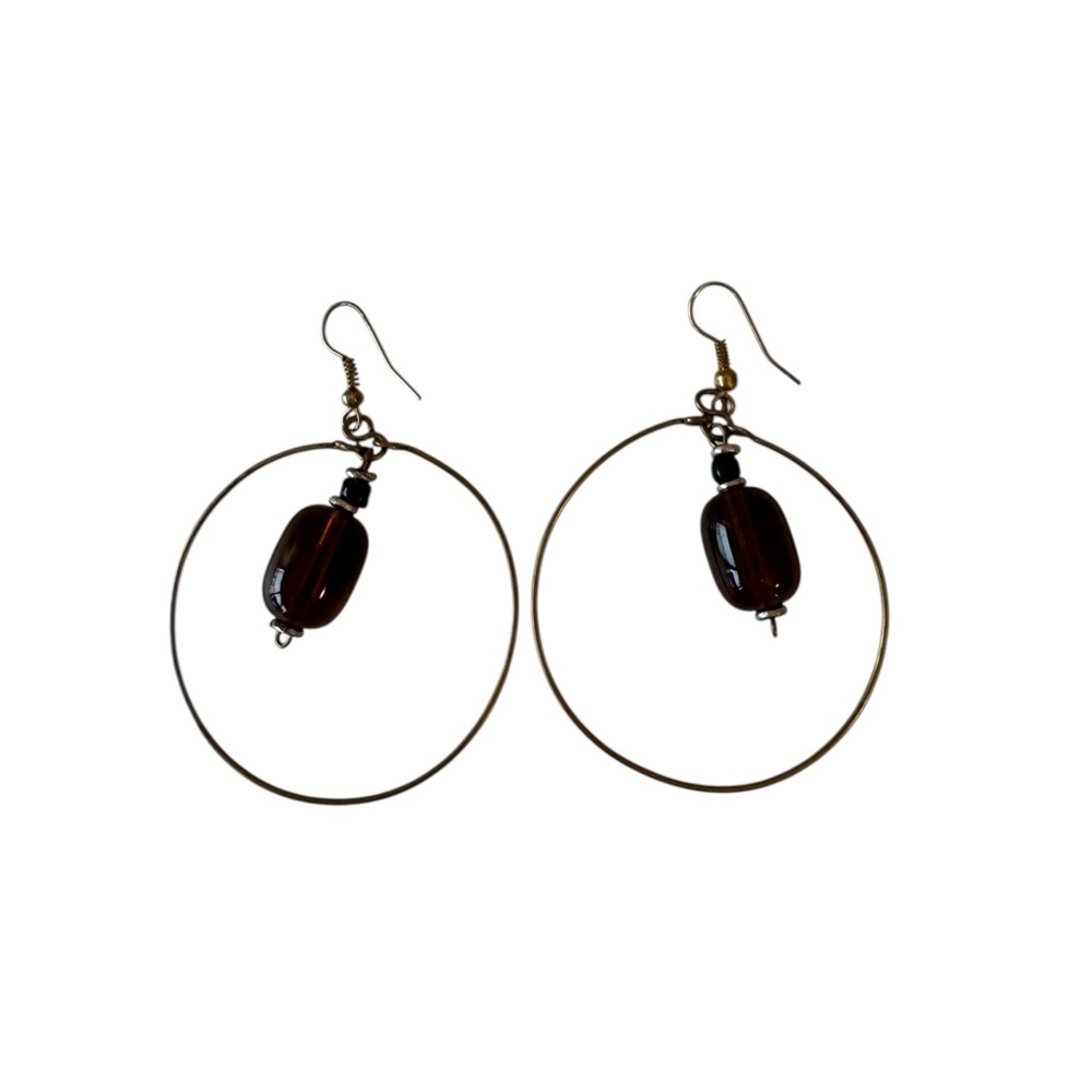 Elegant‎ Amber Brown Hoop Earrings